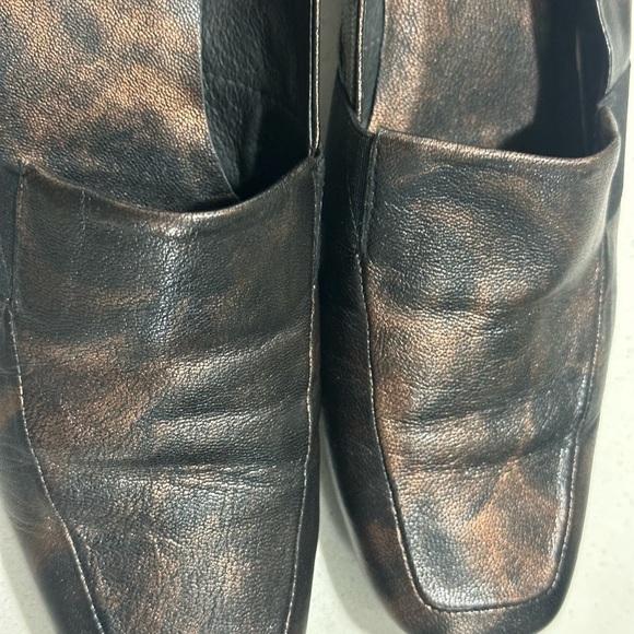 Roberto Capucci loafers size 8.5 marbled bronze leather EUC rubber sole - Picture 12 of 12